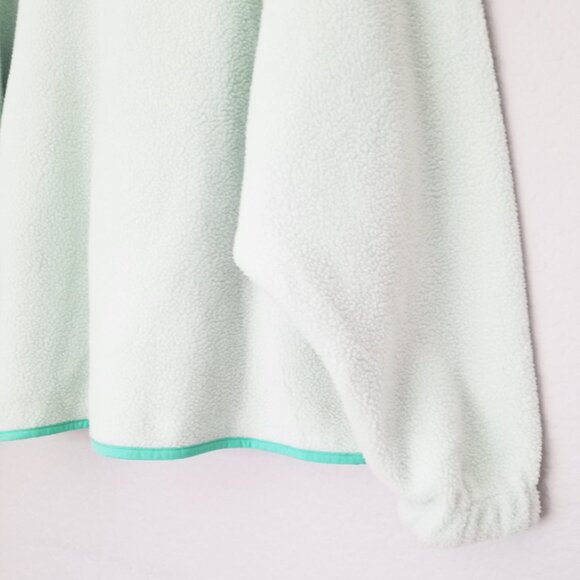 American Eagle Overesized Fleece Sherpa Snap Jacket Size M Mint Green Sea Foam - Picture 14 of 16